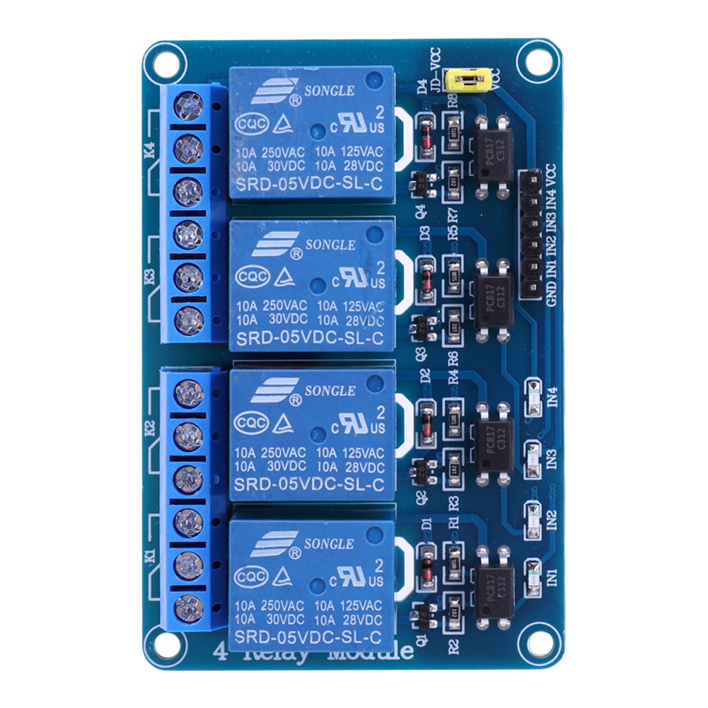 Relay Module 5V - 5В 12В 4-канальная релейная плата с