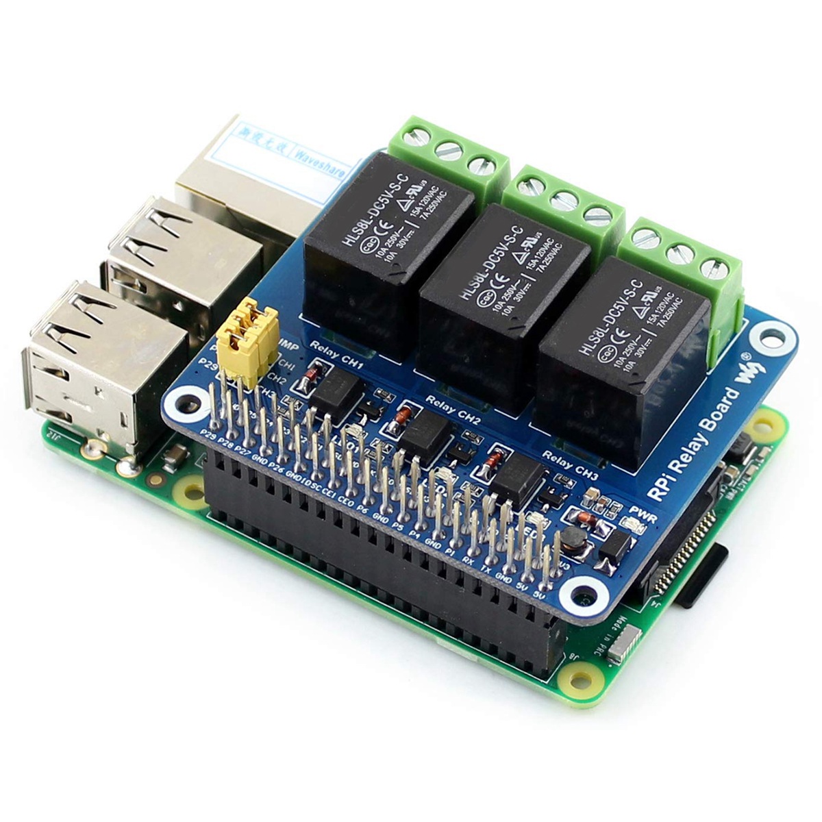 Relay Module 5V - Модуль расширения Waveshare 5V с 3-канальным