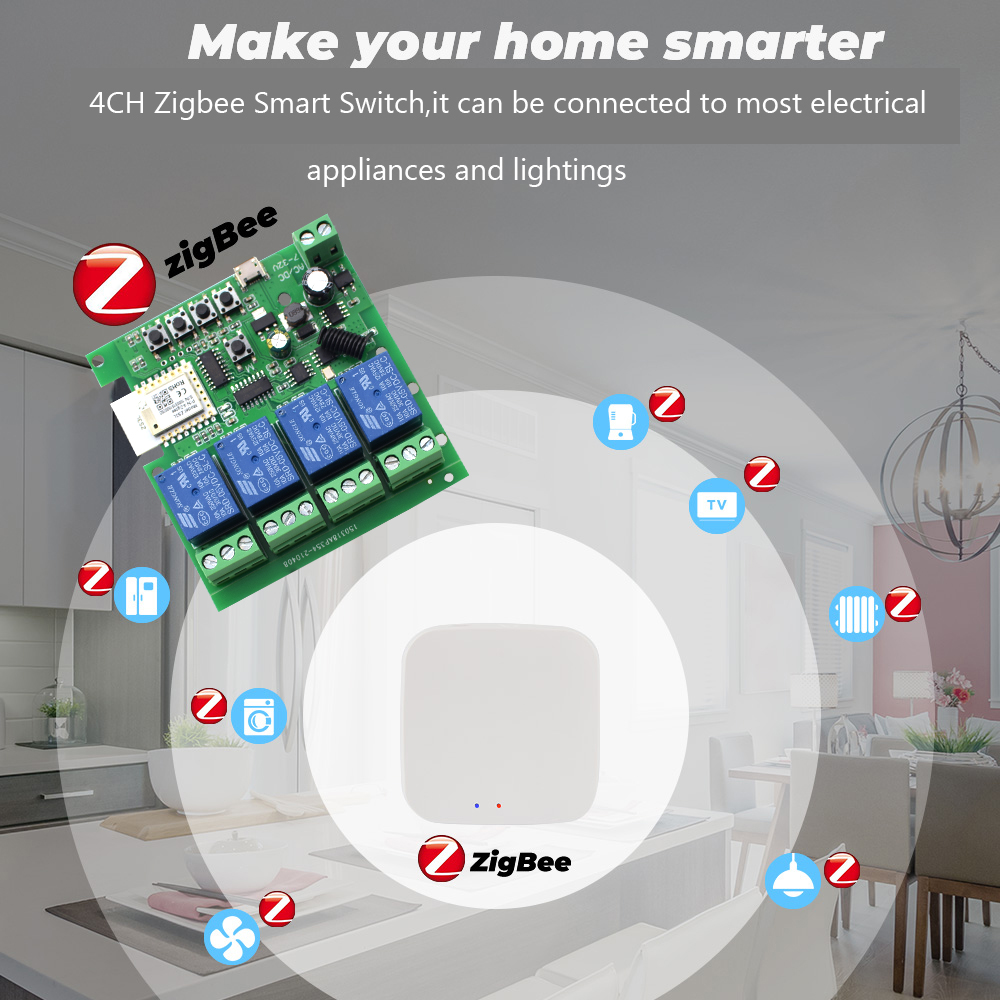Модуль реле Tuya 4CH Zigbee, U – обзор и цена Relay Module 5V